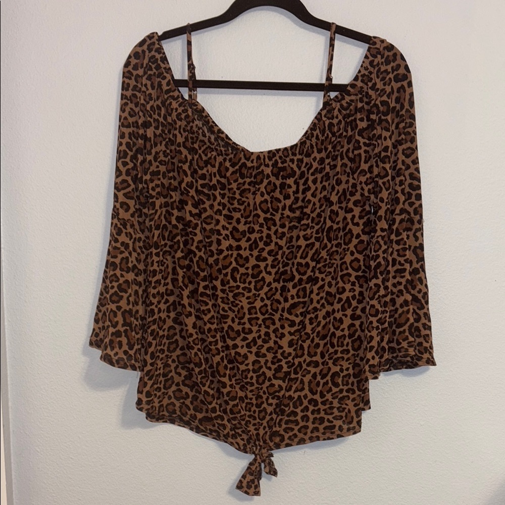 Ivy Rose Leopard Print Blouse with Tie-Front
